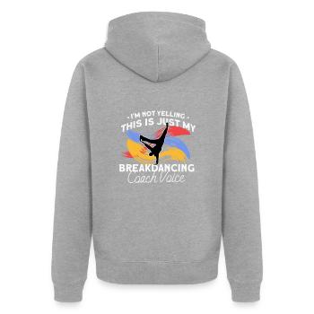 Breakdancing - Unisex Premium Organic Zip Hoodie - heather grey - Back - Nico (187cm)