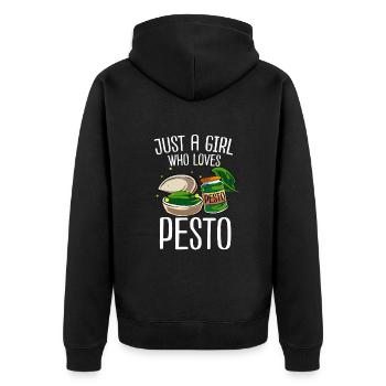 Pesto - Unisex Premium Bio Zip Hoodie - Schwarz - Hinten - Nico (187cm)