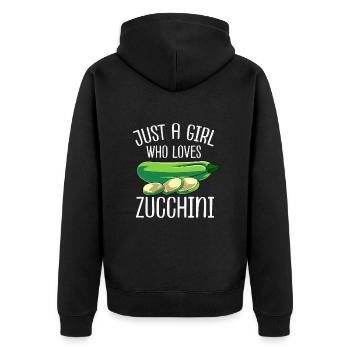 Zucchini - Unisex Premium Bio Zip Hoodie - Schwarz - Hinten - Nico (187cm)