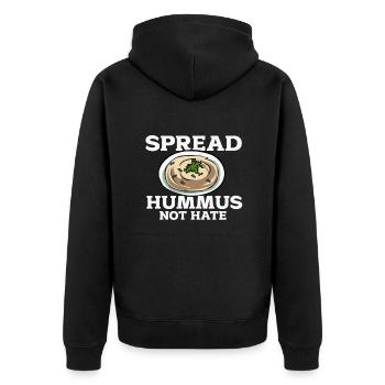 Hummus - Unisex Premium Organic Zip Hoodie - black - Back - Nico (187cm)
