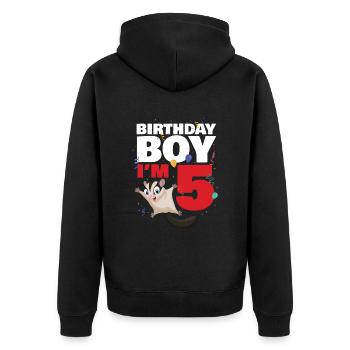 Birthday boy or girl in 6 Sugar Glider - Unisex Premium Organic Zip Hoodie - black - Back - Nico (187cm)