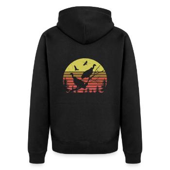 Retro-Geier - Unisex Premium Bio Zip Hoodie - Schwarz - Hinten - Nico (187cm)