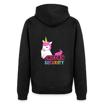 Einhorn - Unisex Premium Bio Zip Hoodie - Schwarz - Hinten - Nico (187cm)