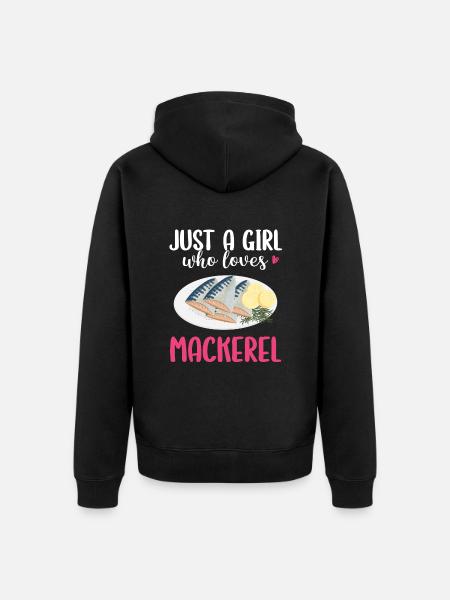 Mackrele Mackrelen Salzwasserfisch Angeln - Premium økologisk unisex-hættejakke - sort