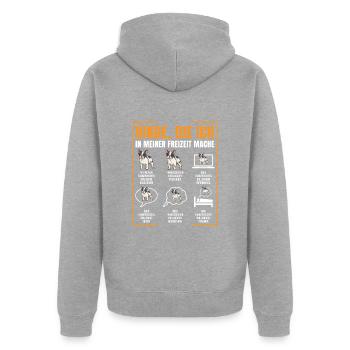 Französische Buldogge - Unisex Premium Bio Zip Hoodie - Grau meliert - Hinten - Nico (187cm)