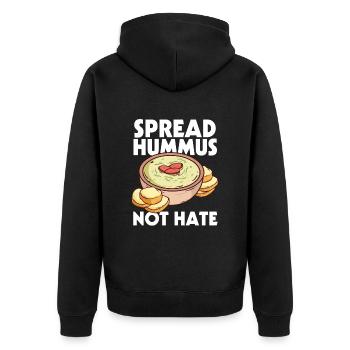 Hummus - Unisex Premium Organic Zip Hoodie - black - Back - Nico (187cm)