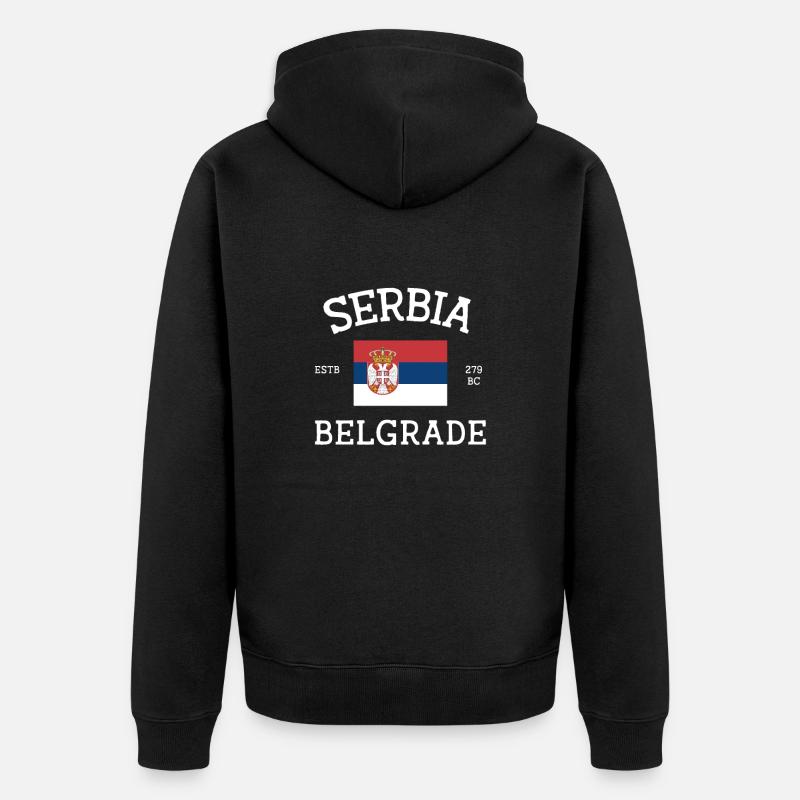 Serbien - Unisex Premium Bio Zip Hoodie - Schwarz