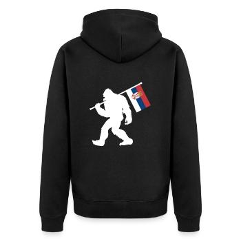 Serbia - Unisex Premium Organic Zip Hoodie - black - Back - Nico (187cm)