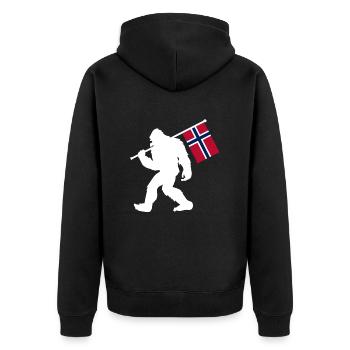 Norway - Unisex Premium Organic Zip Hoodie - black - Back - Nico (187cm)
