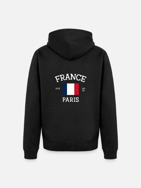 Frankreich - Unisex Premium Bio Zip Hoodie - Schwarz
