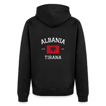 Albanien - Unisex Premium Bio Zip Hoodie - Schwarz - Hinten - Nico (187cm)