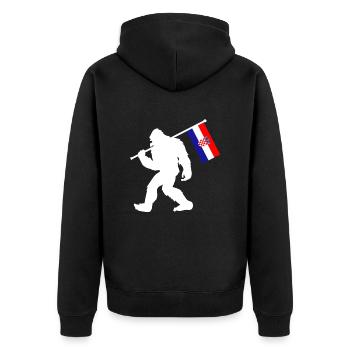 Kroatien Bigfoot - Unisex Premium Bio Zip Hoodie - Schwarz - Hinten - Nico (187cm)