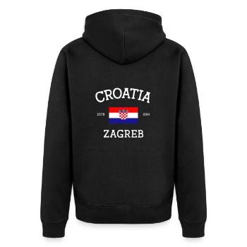Kroatien - Unisex Premium Bio Zip Hoodie - Schwarz - Hinten - Nico (187cm)
