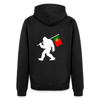 Portugal Bigfoot - Unisex Premium Bio Zip Hoodie - Schwarz - Hinten - Nico (187cm)