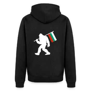 Bulgaria Bigfoot - Unisex Premium Organic Zip Hoodie - black - Back - Nico (187cm)