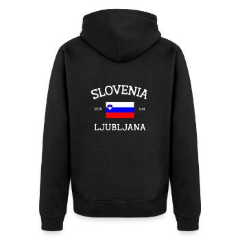 Slovenia - Unisex Premium Organic Zip Hoodie - black - Back - Nico (187cm)