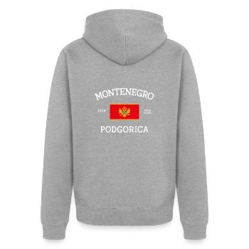 Montenegro History - Unisex Premium Bio Zip Hoodie - Grau meliert - Hinten - Nico (187cm)