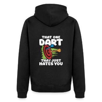 Darts - Unisex Premium Bio Zip Hoodie - Schwarz - Hinten - Nico (187cm)