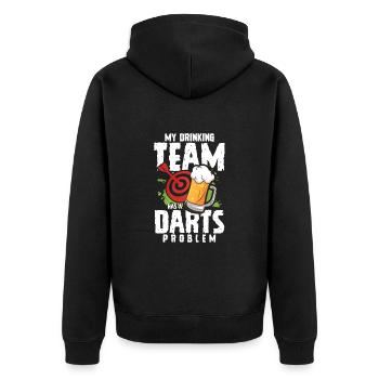 Darts - Unisex Premium Bio Zip Hoodie - Schwarz - Hinten - Nico (187cm)