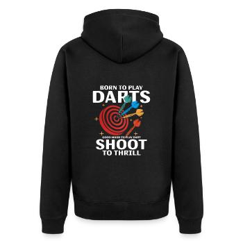 Darts - Unisex Premium Bio Zip Hoodie - Schwarz - Hinten - Nico (187cm)