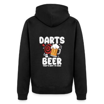 Darts - Unisex Premium Bio Zip Hoodie - Schwarz - Hinten - Nico (187cm)
