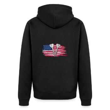 Darts - Unisex Premium Bio Zip Hoodie - Schwarz - Hinten - Nico (187cm)