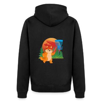 Frisbee Golf Disc Golf - Unisex Premium Bio Zip Hoodie - Schwarz - Hinten - Nico (187cm)