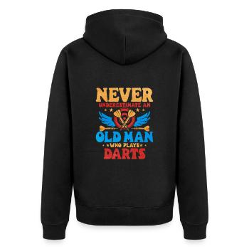 Darts - Unisex Premium Bio Zip Hoodie - Schwarz - Hinten - Nico (187cm)