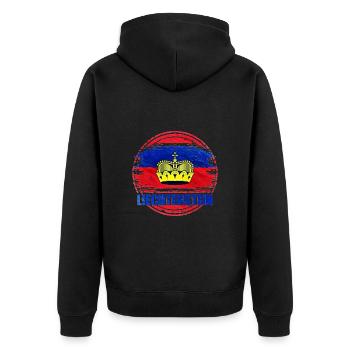 Liechtenstein - Unisex Premium Bio Zip Hoodie - Schwarz - Hinten - Nico (187cm)