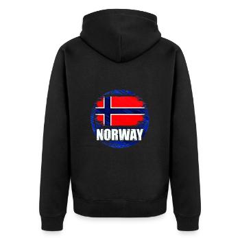 Norwegen - Unisex Premium Bio Zip Hoodie - Schwarz - Hinten - Nico (187cm)