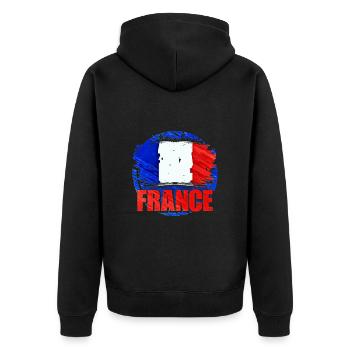 Frankreich - Unisex Premium Bio Zip Hoodie - Schwarz - Hinten - Nico (187cm)