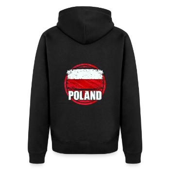 Poland - Unisex Premium Organic Zip Hoodie - black - Back - Nico (187cm)