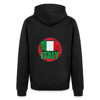 italien - Unisex Premium Bio Zip Hoodie - Schwarz - Hinten - Nico (187cm)