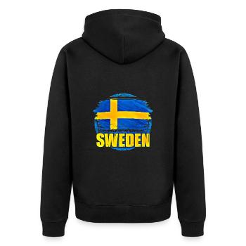 Sweden - Unisex Premium Organic Zip Hoodie - black - Back - Nico (187cm)