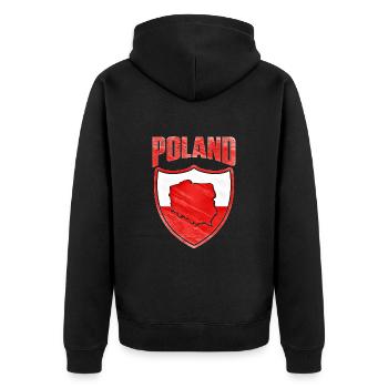 Poland - Unisex Premium Organic Zip Hoodie - black - Back - Nico (187cm)