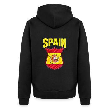 Spain - Unisex Premium Organic Zip Hoodie - black - Back - Nico (187cm)