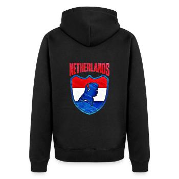 Netherlands - Unisex Premium Organic Zip Hoodie - black - Back - Nico (187cm)