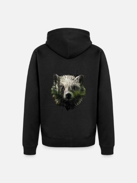 Porcupine - Unisex Premium Organic Zip Hoodie - black