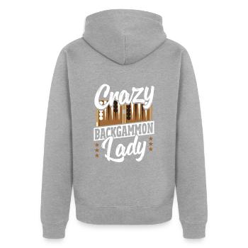 Backgammon - Unisex Premium Bio Zip Hoodie - Grau meliert - Hinten - Nico (187cm)