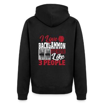 Backgammon - Unisex Premium Bio Zip Hoodie - Schwarz - Hinten - Nico (187cm)