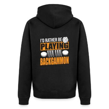 Backgammon - Unisex Premium Bio Zip Hoodie - Schwarz - Hinten - Nico (187cm)