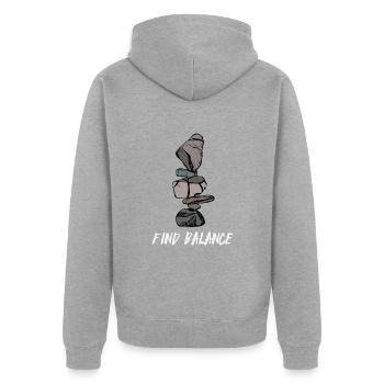 Steine Stapeln Schichten Balancieren - Unisex Premium Bio Zip Hoodie - Grau meliert - Hinten - Nico (187cm)