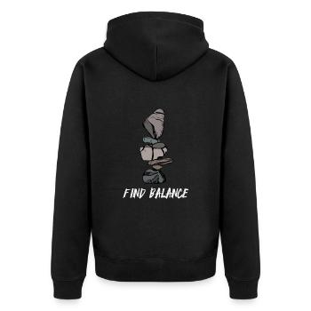 Steine Stapeln Schichten Balancieren - Unisex Premium Bio Zip Hoodie - Schwarz - Hinten - Nico (187cm)