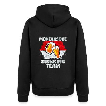 L’équipe de Boire de Monaco - Veste à capuche bio Premium Unisexe - noir - Dos - Nico (187cm)