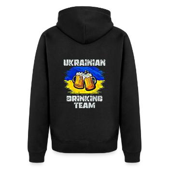 Équipe de beuverie d’Ukraine - Veste à capuche bio Premium Unisexe - noir - Dos - Nico (187cm)