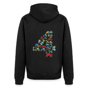 Traktorliebhaber Lustiges Traktorgeschenk - Unisex Premium Bio Zip Hoodie - Schwarz - Hinten - Nico (187cm)