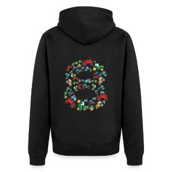 Traktorliebhaber Lustiges Traktorgeschenk - Unisex Premium Bio Zip Hoodie - Schwarz - Hinten - Nico (187cm)