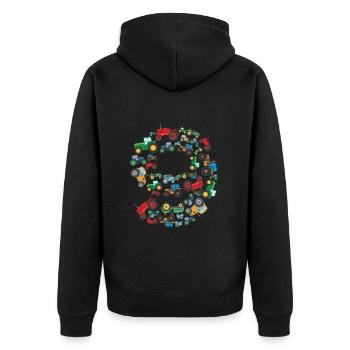 Traktorliebhaber Lustiges Traktorgeschenk - Unisex Premium Bio Zip Hoodie - Schwarz - Hinten - Nico (187cm)