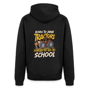 Traktorliebhaber Lustiges Traktorgeschenk - Unisex Premium Bio Zip Hoodie - Schwarz - Hinten - Nico (187cm)