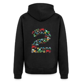 Traktorliebhaber Lustiges Traktorgeschenk - Unisex Premium Bio Zip Hoodie - Schwarz - Hinten - Nico (187cm)